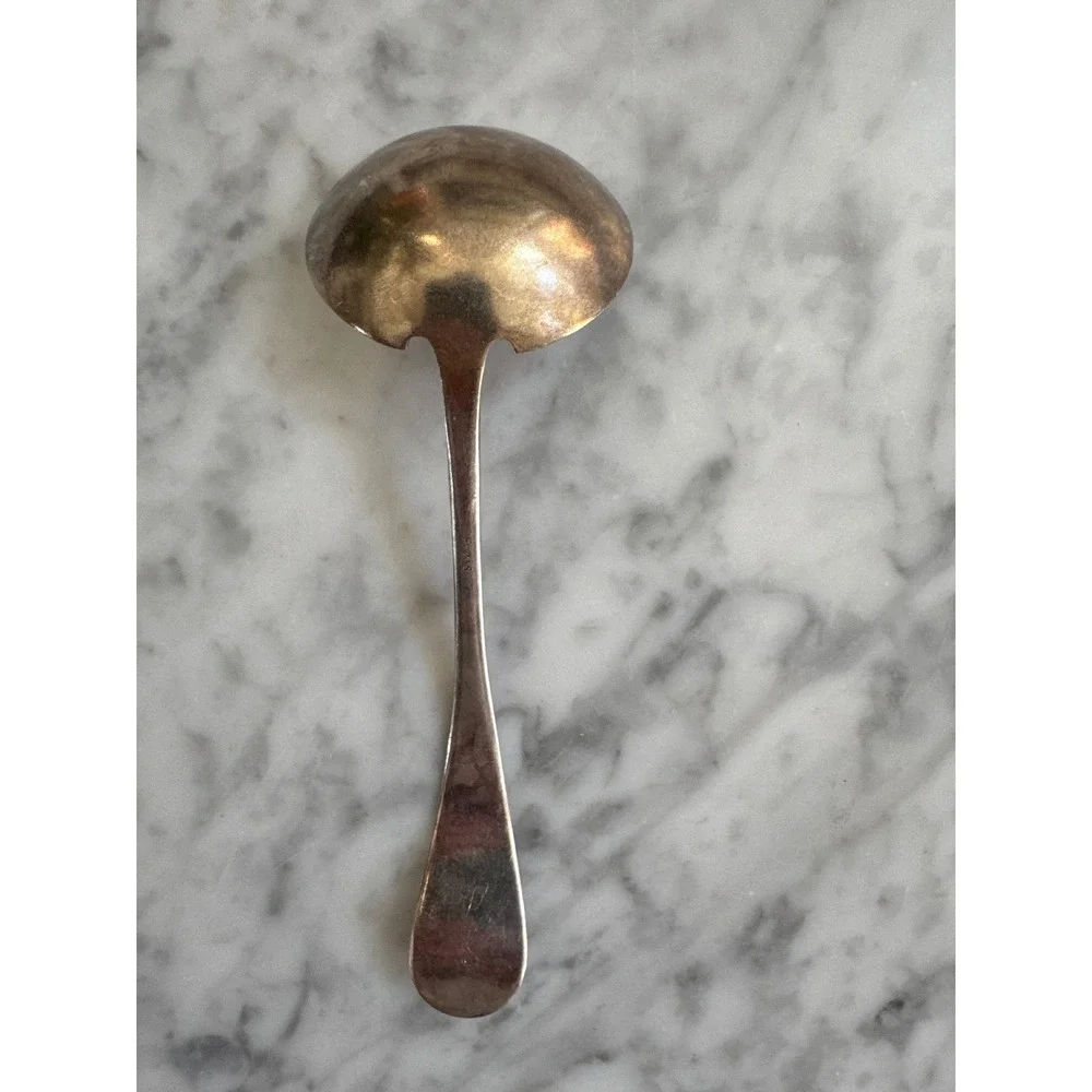 Antique AF Towle & Son Silverplate Cream Ladle Engraved Nellie XXS Pre-1902